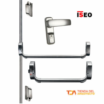 Combo Barra Antipánico para Puertas Dobles Altura Máx 3400 mm en Acero Inoxidable