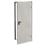 Puerta cortafuego metálica de color rojo